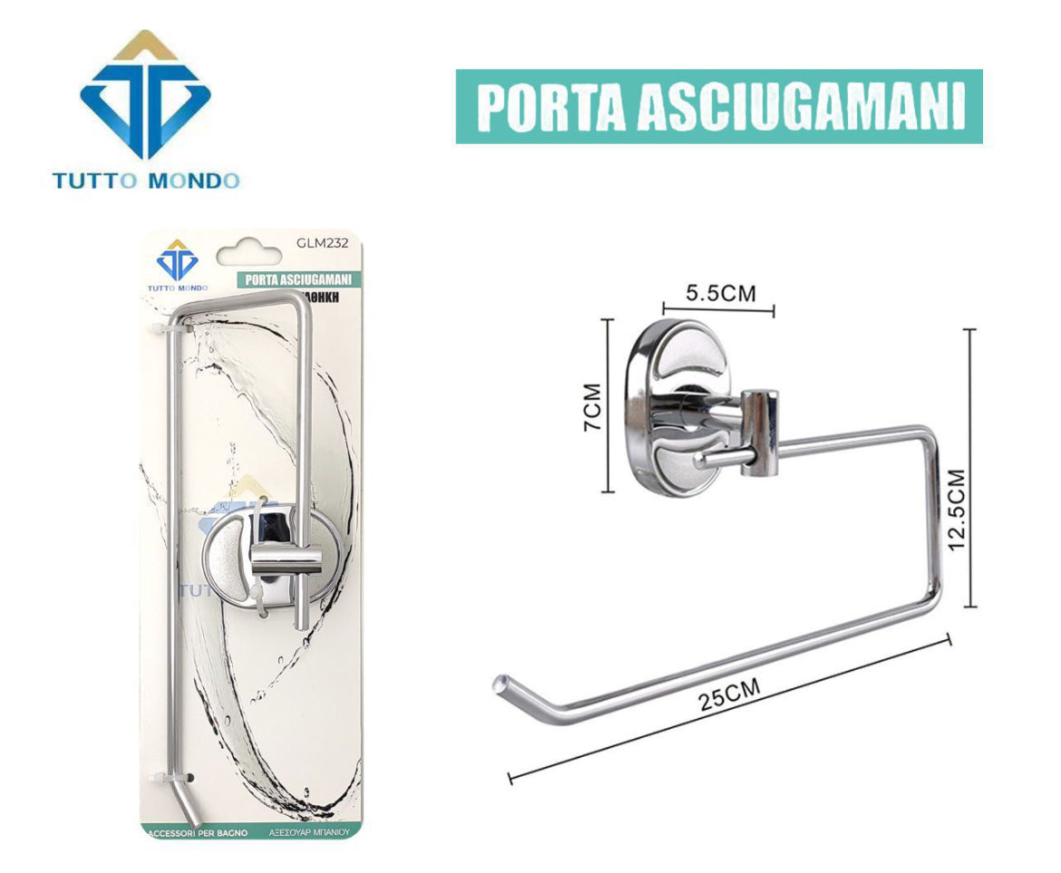 PORTAASCIUGAMANO ACCIAIO ADESIVO