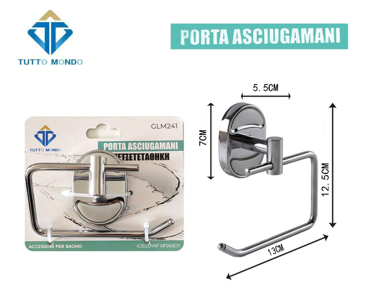 PORTAASCIUGAMANO ACCIAIO ADESIVO